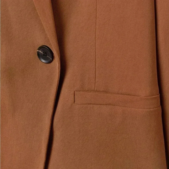 H&M Double-Breasted Jacket Brown Sz 2 - Picture 2 of 10